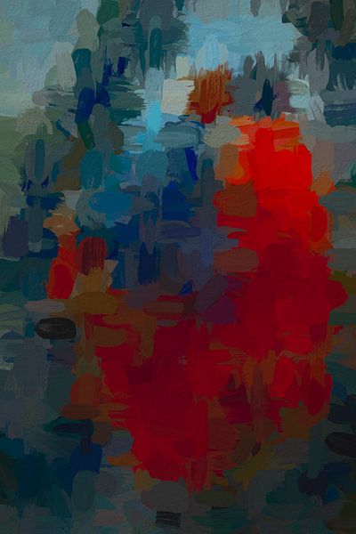 Abstract red blue by Leo Luijten