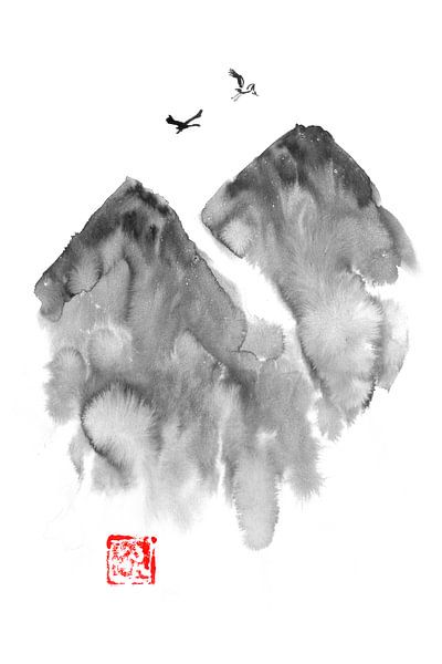 birds over the mountain par Péchane Sumie