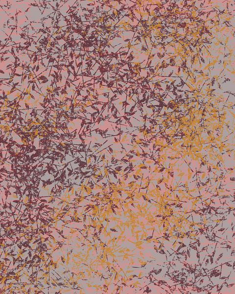 Blüte. Moderne abstrakte Kunst in rosa, weinrot, gelb, taupe von Dina Dankers