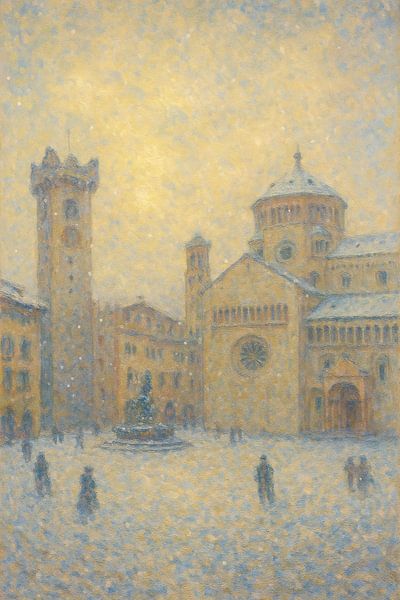 Chute de neige sur Trente - Une place de la cathédrale inspirée par Monet par Travel Shop