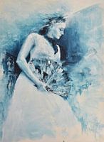 Flamenco in Blau, Tänzerin Spanischer Tanz mit Fächer