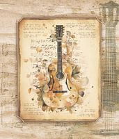 Gitarre. Vintage Kunst im antiken Stil für Gitarristen & Gitarrenmusik-Fans
