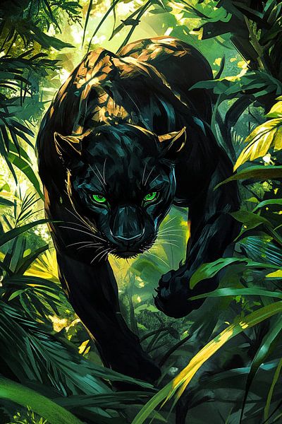 Schwarzer Panther im Dschungeldekor von Imperial Art House