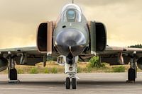 Front view of F-4 Phantom during golden hour