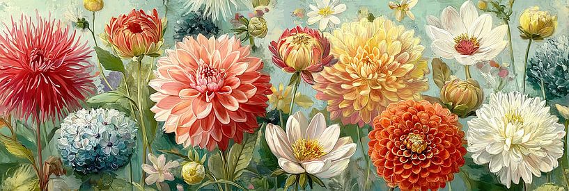 Fröhliche Blumen | Dahlien und weiße Blumen von Blumen Studio