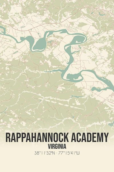 Alte Karte der Rappahannock Academy (Virginia), USA. von Ortsdrucke