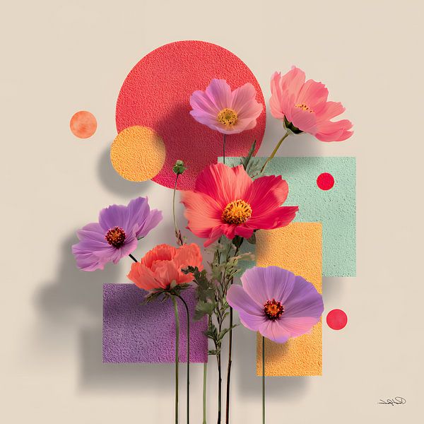 Abstract with flowers by Gelissen Artworks