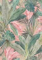 Tropical Watercolour Leaves Foliage on pink