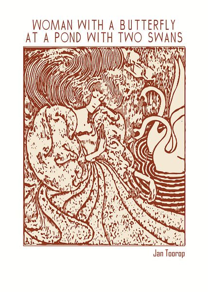 Frau mit Schmetterling an einem Teich mit zwei Schwänen von DOA Project