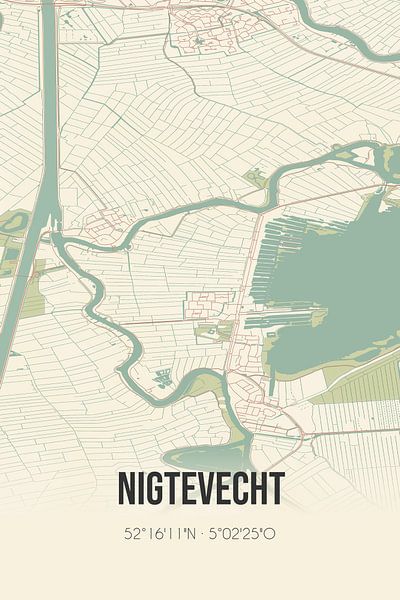Carte ancienne de Nigtevecht (Utrecht) par Affiches de lieux