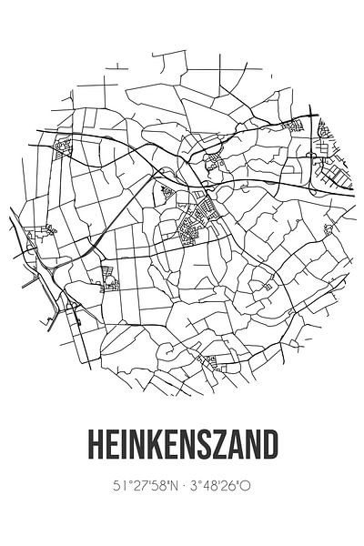 Heinkenszand (Zeeland) | Karte | Schwarz und Weiß von Ortsdrucke