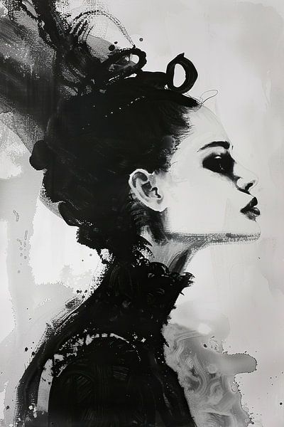 Women's profile | Monochrome Whispers by Abstract Painting