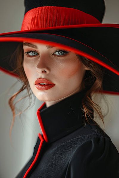 woman with hat and red lips by Egon Zitter