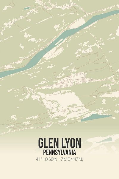 Carte ancienne de Glen Lyon (Pennsylvanie), USA. par Affiches de lieux