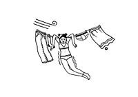 Mädchen auf der Wäscheleine