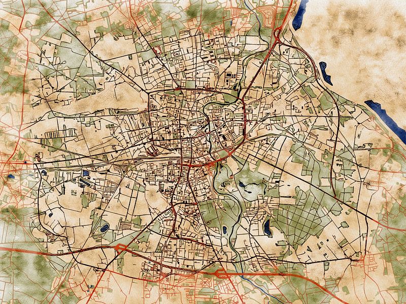 Carte de Cottbus avec le style 'Serene Summer' par Maporia