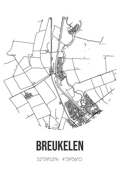 Breukelen (Utrecht) | Karte | Schwarz-Weiß von Ortsdrucke
