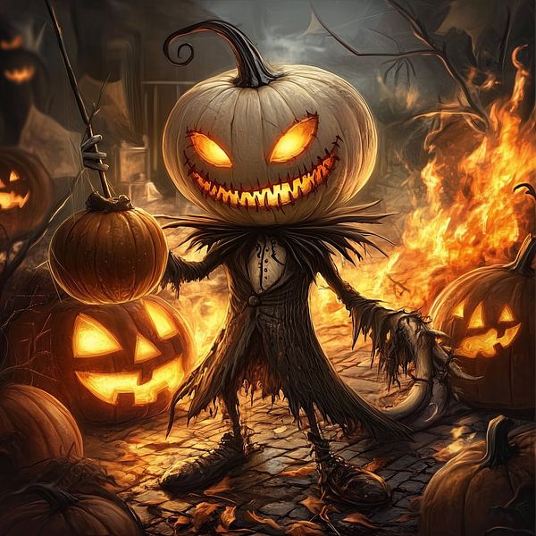 Grinsender Kürbis von Gourdfiend halloween pumpkin von Mel Digital Art