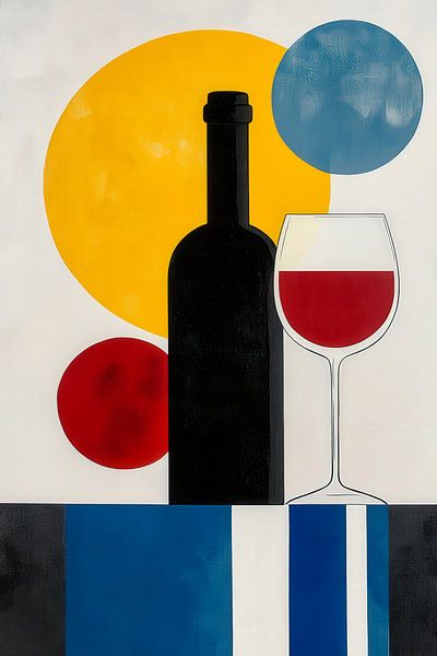 Weinflasche und Glas – Abstrakte Kunst von Poster Art Shop