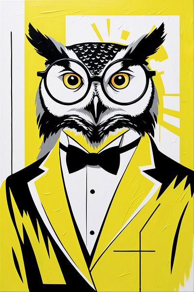 Eule mit Brille im Anzug von Art & Soul Creations