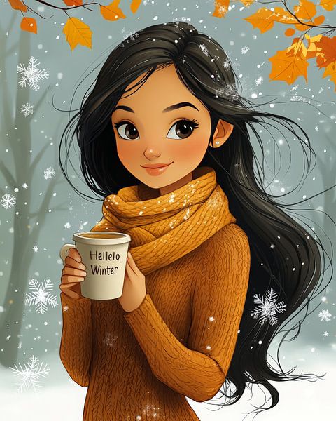 Winter Girl with Coffee by robby akrim