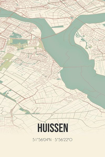 Vieille carte de Huissen (Gueldre) par Affiches de lieux