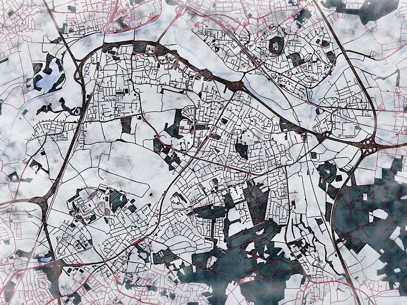 Carte de Sankt Augustin avec le style 'White Winter' par Maporia