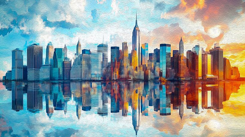 peinture à l'huile réflexion sur la ville par Egon Zitter