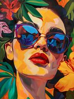 C'est l'été ! Portrait d'une jeune femme moderne dans le style de Frida