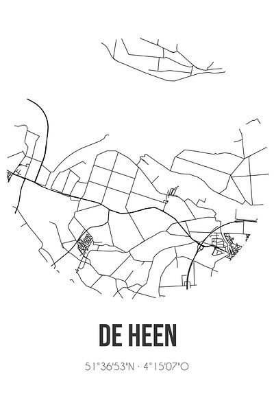 De Heen (Noord-Brabant) | Carte | Noir et blanc par Affiches de lieux