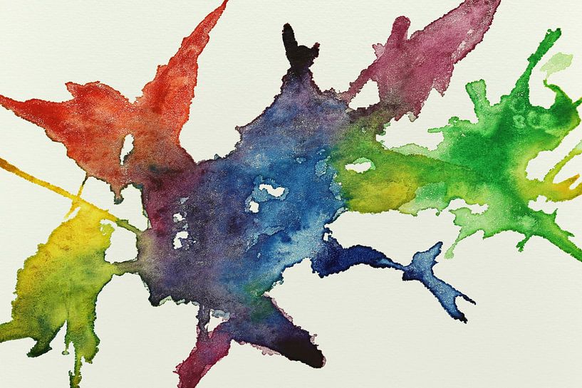 Abstract painting in rainbow colours (cheerful watercolour pastel colours cool wallpaper fantasy bea by Natalie Bruns