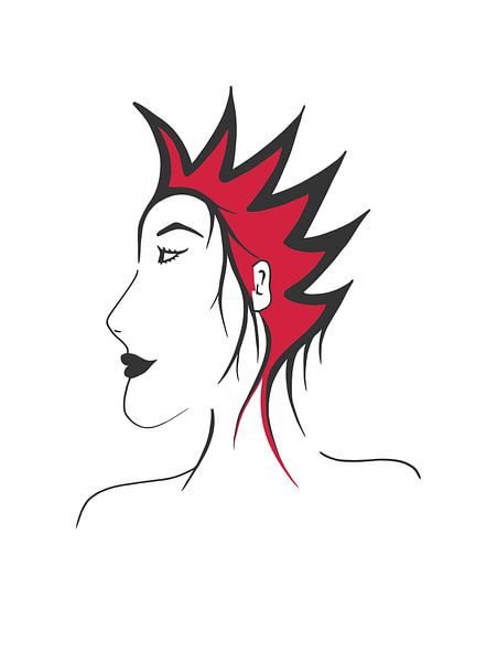 Femme avec une coiffure punk rouge par Wandersti
