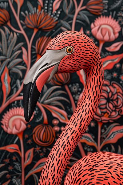 Indischer Kalamkari Flamingo von Frank Daske | Foto & Design