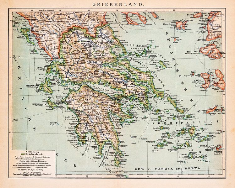 Vintage map Greece by Studio Wunderkammer