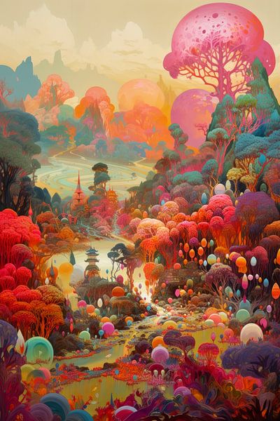 Japanese graphic design with lots of colour by Digitale Schilderijen