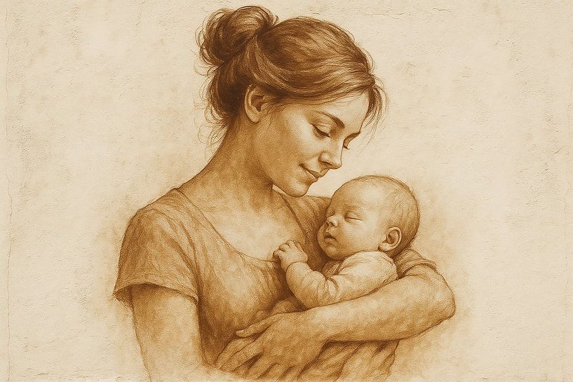 Maternal Tenderness in Sepia by INGO