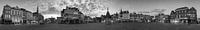 Panorama Den Bosch mit Brunnen schwarz-weiß