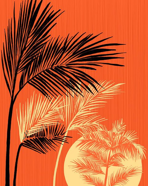 Palmiers au coucher du soleil par Cats & Dotz
