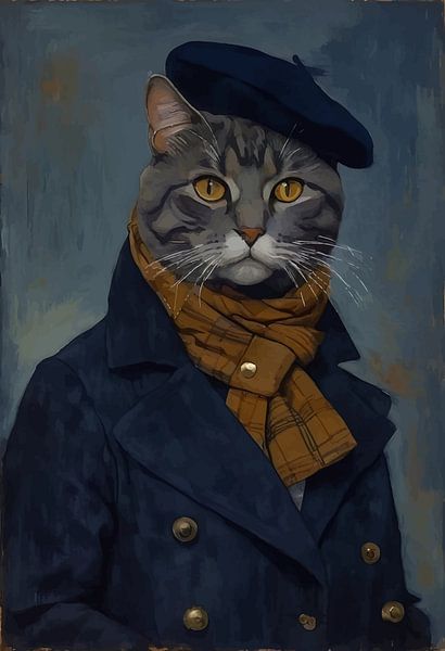 Katze in Kleidung aus der Zeit der Industriellen Revolution Porträt von MIROKKU