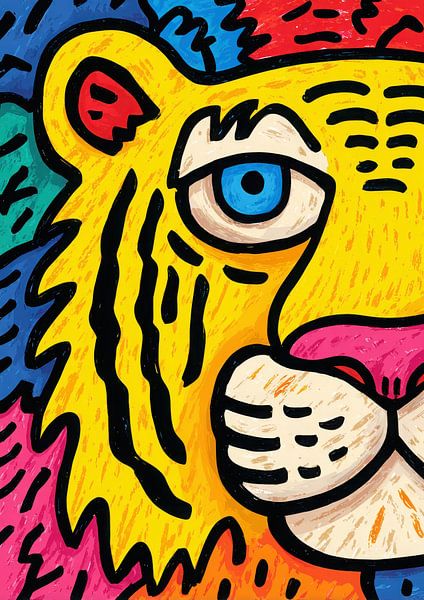 Kleurrijke leeuwenkop cartoon van Niklas Maximilian