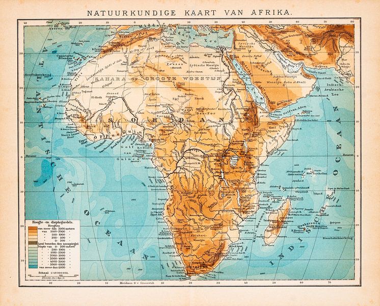 Africa. Physics vintage map ca. 1900 by Studio Wunderkammer