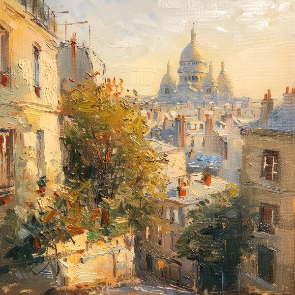 Die Dächer von Paris mit der Sacré-Cœur von Vlindertuin-Art