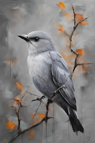 Stiller Vogel auf einem Zweig Gemälde von ComfortQ