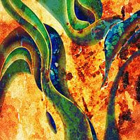 Abstraktes Gemälde Gelb und Grün