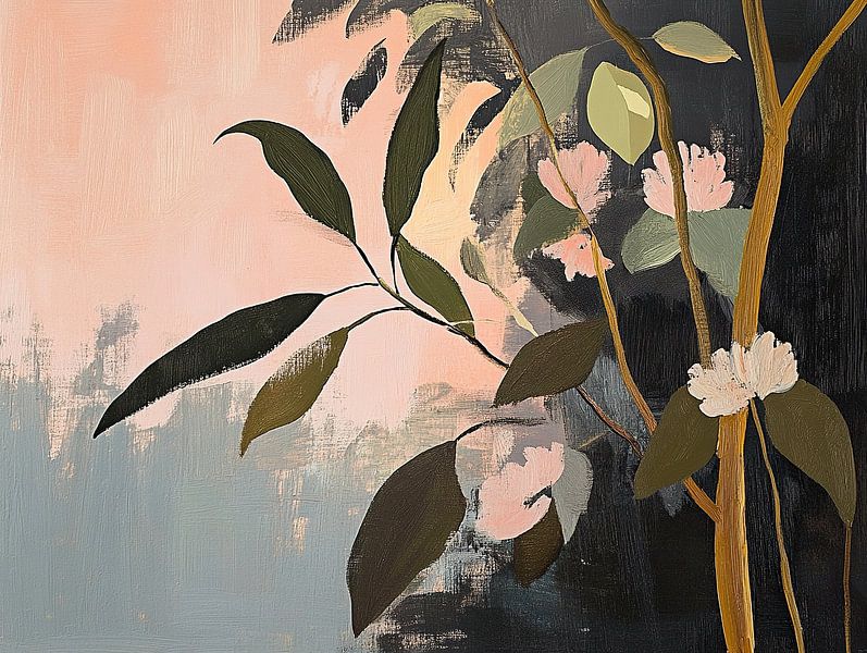 Blumen Schwarz Rosa | Soft Petals Rand von Wunderbare Kunst