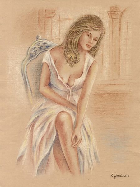 Femme sexy en robe blanche par Marita Zacharias