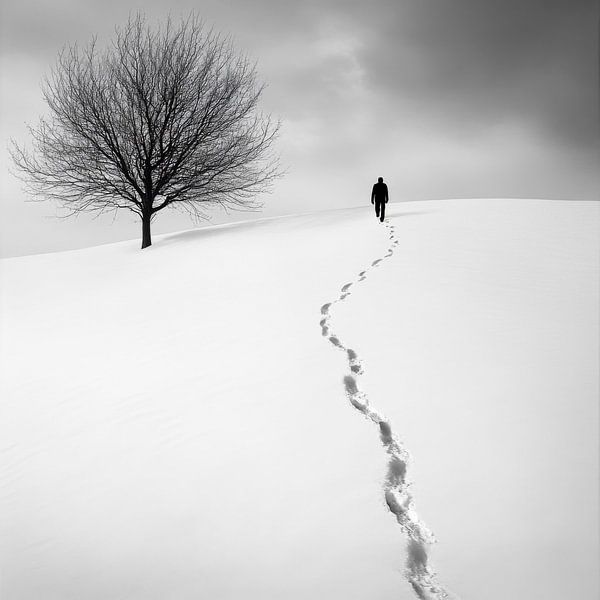 Des pas solitaires dans la neige par Poster Art Shop