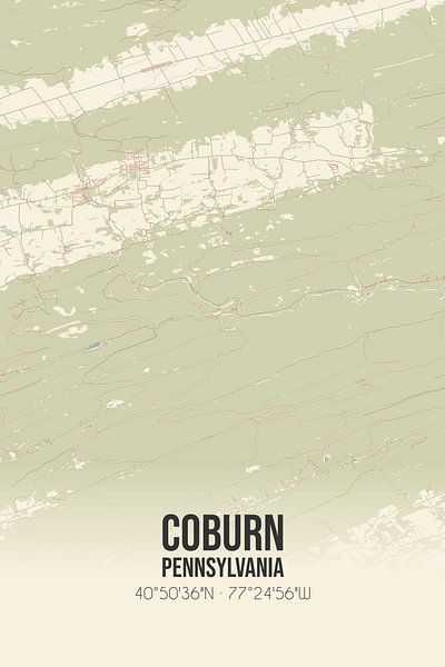 Alte Landkarte von Coburn (Pennsylvania), USA. von Ortsdrucke