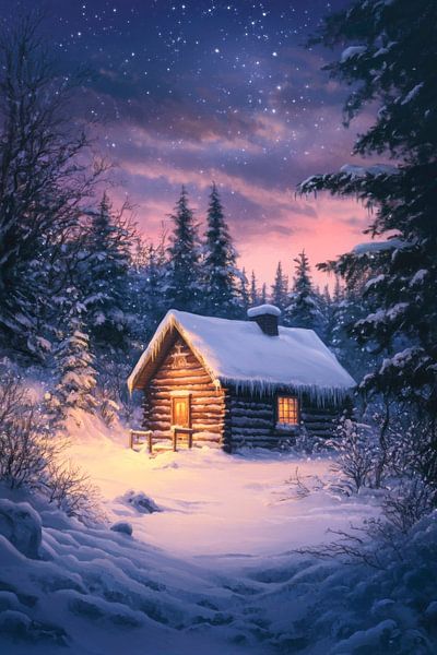 Winterliche Hütte von Poster Art Shop