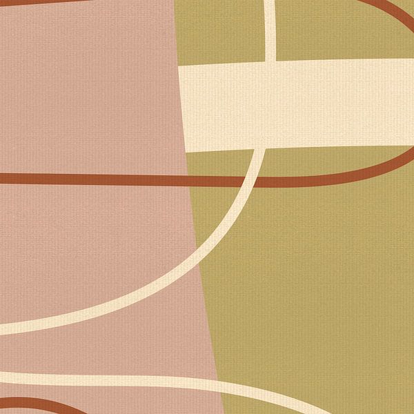Abstracte lijnen in beige, terra, wit en roze VI van Dina Dankers